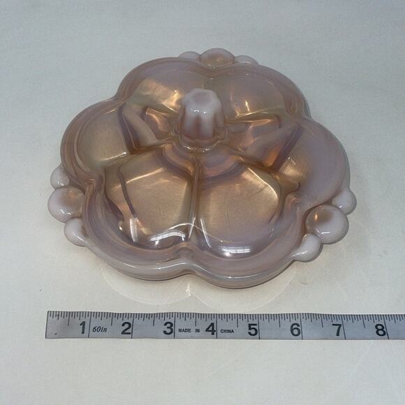 Vintage Duncan Miller Canterbury Pink Opalescent Covered Divided Lidded Dish - Picture 5 of 6